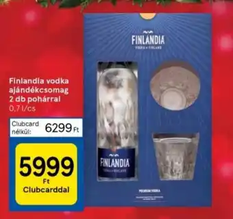 Tesco Finlandia vodka ajándékcsomag 2 db pohárral 0,7 l ajánlat