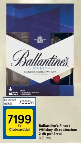 Tesco Ballantine's Finest Whiskey díszdobozban 2 db pohárral 0,7 l ajánlat