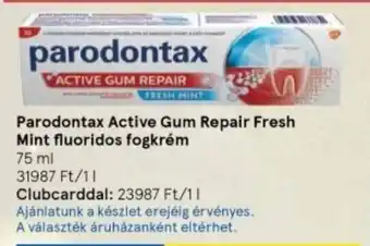 Tesco Parodontax Active Gum Repair Fresh Mint fluoridos fogkrém 75 ml ajánlat
