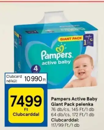 Tesco Pampers Active Baby Giant Pack pelenka 76 db ajánlat