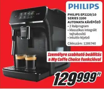 Media Markt PHILIPS EP2220/10 SERIES 2200 AUTOMATA KÁVÉFŐZŐ ajánlat