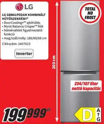 Media Markt LG GBB61PZGGN KOMBINÁLT HŰTŐSZEKRÉNY ajánlat