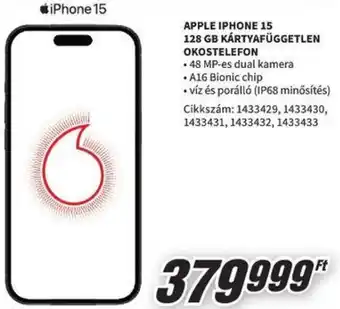APPLE IPHONE 15 128 GB KÁRTYAFÜGGETLEN OKOSTELEFON