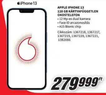 MediaMarkt APPLE IPHONE 13 128 GB KÁRTYAFÜGGETLEN OKOSTELEFON ajánlat