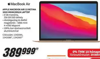 Media Markt APPLE MACBOOK AIR 13 RETINA 2020 MGN63MG/A LAPTOP ajánlat