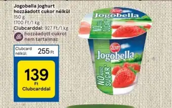 Tesco Jogobella joghurt hozzáadott cukor nélkül 150g ajánlat