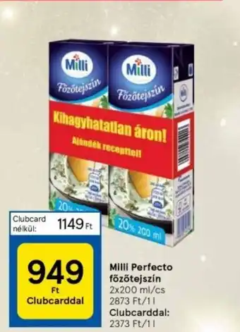 Tesco Milli Perfecto főzőtejszín 2x200 ml ajánlat