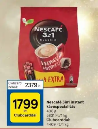 Tesco Nescafé 3in1 instant kávéspecialitás 408 g ajánlat