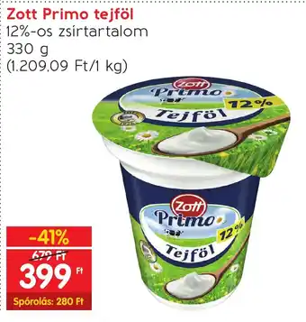 Spar Zott Primo tejföl 330 g ajánlat