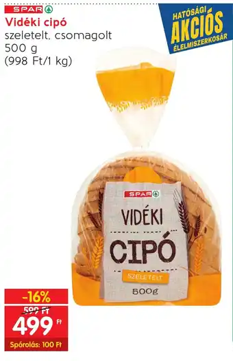 Spar SPAR Vidéki cipó 500 g ajánlat