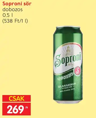 Spar Soproni sör 0,5 l ajánlat