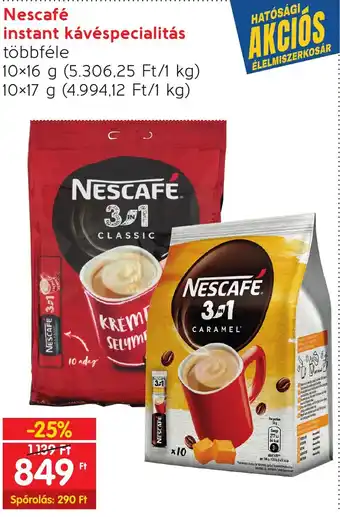 Spar Nescafé instant kávéspecialitás 10 x 16 / 10 x 17 g ajánlat