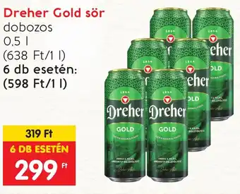 Spar Dreher Gold sör 0,5 l ajánlat