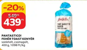 Auchan PANTASTICO! FEHÉR TOAST KENYÉR 400 g ajánlat