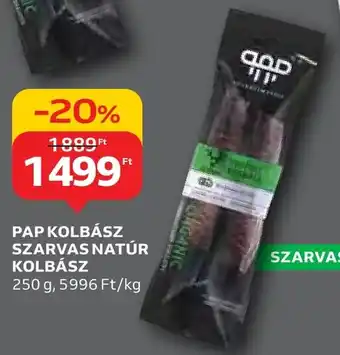 Auchan PAP KOLBÁSZ SZARVAS NATÚR KOLBÁSZ 250 g ajánlat