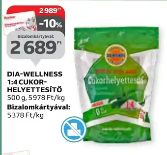 Auchan DIA-WELLNESS 1:4 CUKOR-HELYETTESÍTŐ 500 g ajánlat