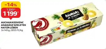 AUCHAN KEDVENC ANANÁSZ SZELETEK NATÚR LÉBEN 3x140g