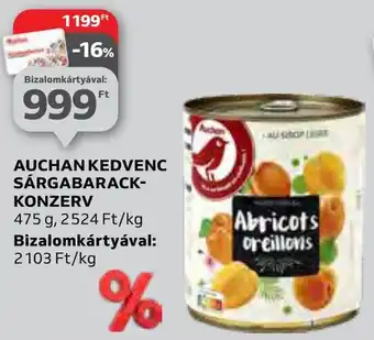 Auchan AUCHAN KEDVENC SÁRGABARACK-KONZERV 475 g ajánlat