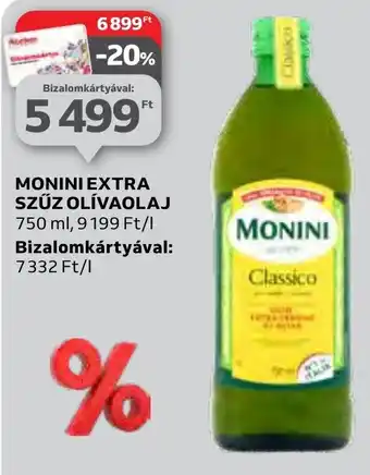 Auchan MONINI EXTRA SZŰZ OLÍVAOLAJ 750 ml ajánlat