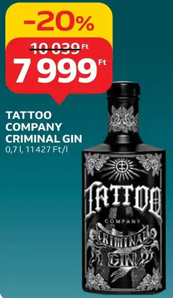 Auchan TATTOO COMPANY CRIMINAL GIN 0,7l ajánlat