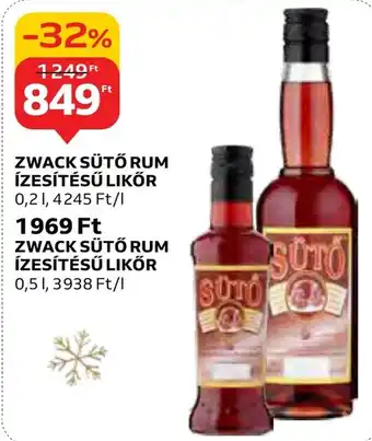 Auchan ZWACK SÜTŐ RUM ÍZESÍTÉSŰ LIKŐR 0,2l ajánlat
