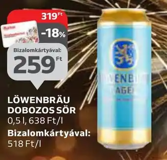 Auchan LÖWENBRÄU DOBOZOS SÖR 0,5l ajánlat