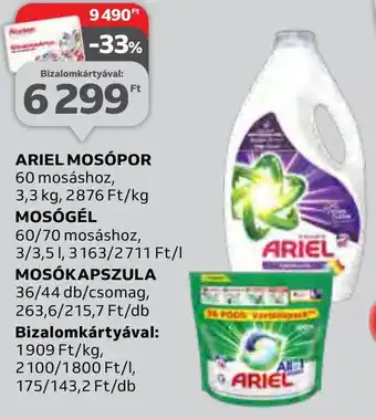 Auchan ARIEL MOSÓPOR 60 mosáshoz, 3,3 kg ajánlat