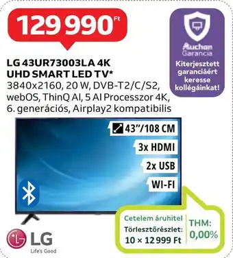 Auchan LG 43UR73003LA 4K UHD SMART LED TV ajánlat