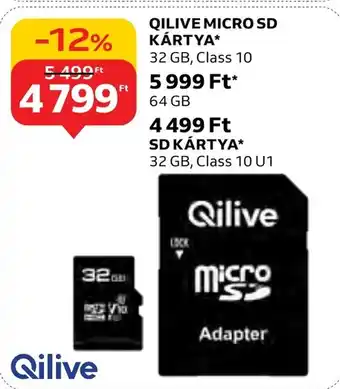 Auchan QILIVE MICRO SD KÁRTYA 32 GB, Class ajánlat
