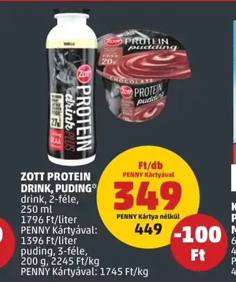PENNY ZOTT PROTEIN DRINK, PUDING 250 ml ajánlat
