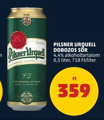 PENNY PILSNER URQUELL DOBOZOS SÖR 0,5 l ajánlat