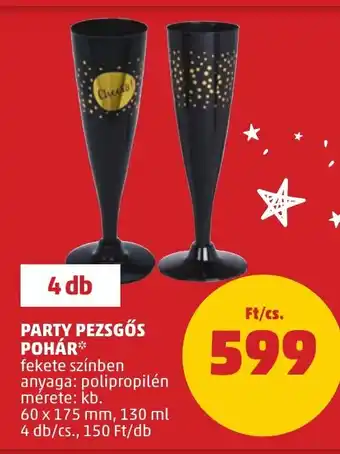PARTY PEZSGŐS POHÁR 4 db