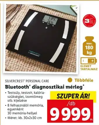 Lidl SILVERCREST PERSONAL CARE Bluetooth diagnosztikai mérleg 1 db ajánlat
