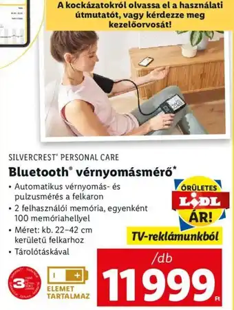 Lidl SILVERCREST PERSONAL CARE Bluetooth vérnyomásmérő 1 db ajánlat