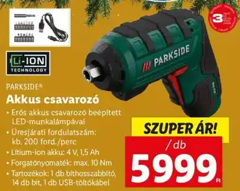 Lidl PARKSIDE Akkus csavarozó 1 db ajánlat