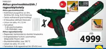 Lidl PARKSIDE Akkus gravírozókészülék / ragasztópisztoly 1 db ajánlat