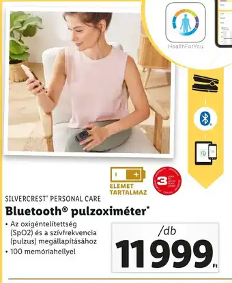 Lidl SILVERCREST PERSONAL CARE Bluetooth pulzoximéter 1 db ajánlat