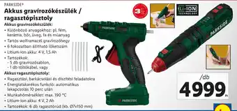 Lidl PARKSIDE Akkus gravírozókészülék / ragasztópisztoly 1 db ajánlat