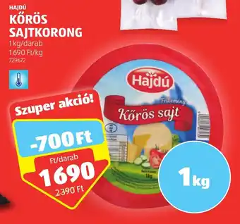 ALDI HAJDÚ KŐRÖS SAJTKORONG 1 kg ajánlat