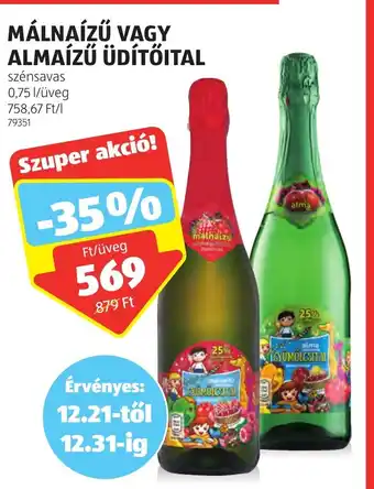 ALDI MÁLNAÍZŰ VAGY ALMAÍZŰ ÜDÍTŐITAL 0,75 l ajánlat