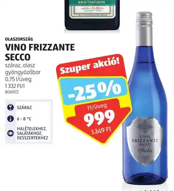 ALDI OLASZORSZÁG VINO FRIZZANTE SECCO 0,75 l ajánlat