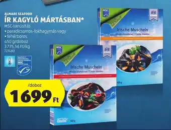 ALDI ALMARE SEAFOOD ÍR KAGYLÓ MÁRTÁSBAN 450 g ajánlat