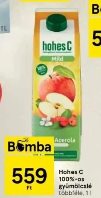 Tesco Hohes C 100%-os gyümölcslé 1 l ajánlat