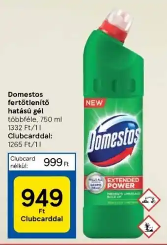 Tesco Domestos fertőtlenítő hatású gél 750 ml ajánlat