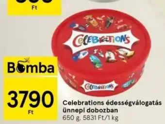 Tesco Celebrations édességválogatás ünnepi dobozban 650 g ajánlat