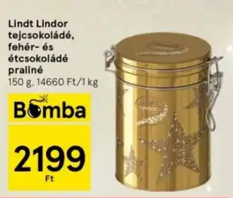 Tesco Lindt Lindor tejcsokoládé, fehér- és étcsokoládé praliné 150 g ajánlat