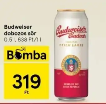 Tesco Budweiser dobozos sör 0,5 l ajánlat