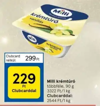 Tesco Milli krémtúró 90 g ajánlat