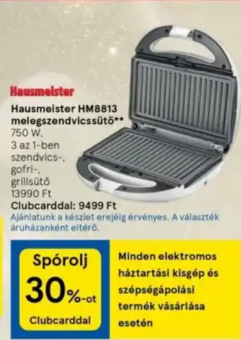 Tesco Hausmeister melegszendvicssütő ajánlat