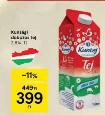 Tesco Kunsági dobozos tej 1l ajánlat